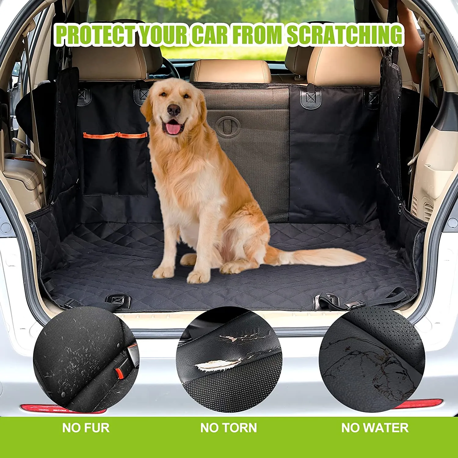 🐶 Dog Car Seat Cover, Waterproof Scratchproof Dog Seat Cover with 2 Seat Belts and a Pocket, Durable Nonslip Seat Cover for Dogs Back Seat