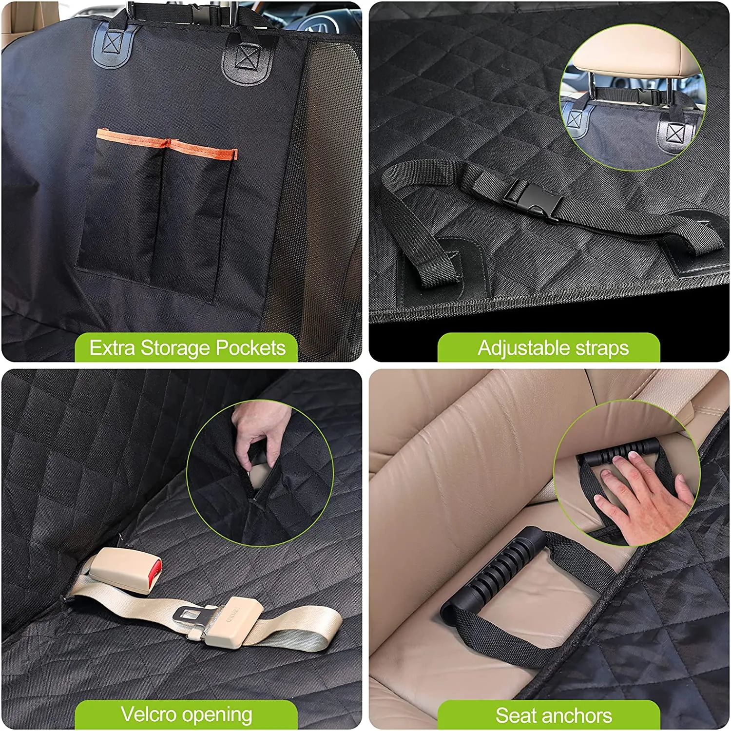 🐶 Dog Car Seat Cover, Waterproof Scratchproof Dog Seat Cover with 2 Seat Belts and a Pocket, Durable Nonslip Seat Cover for Dogs Back Seat