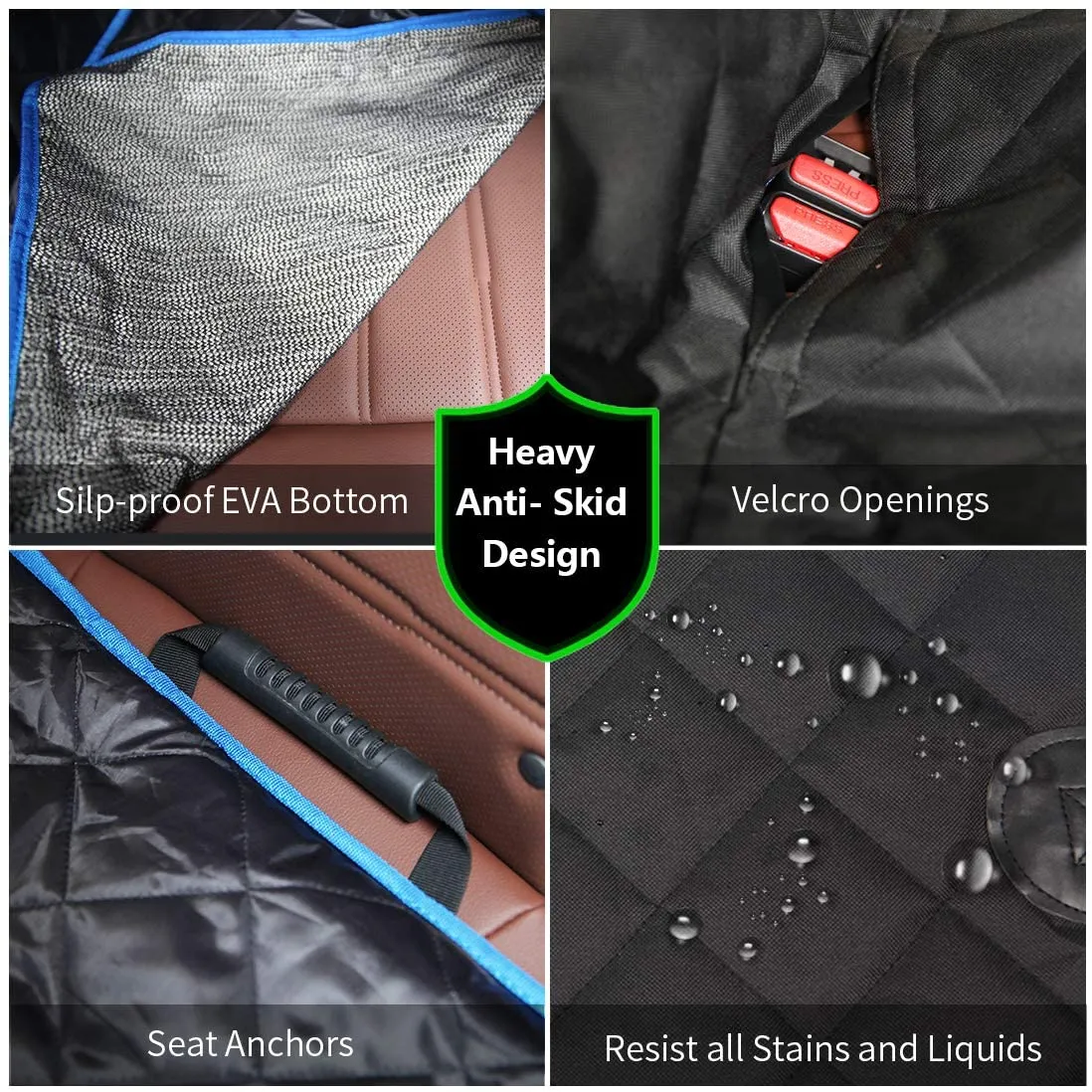 🐶  Dog Car Seat Covers with Mesh Window and Side Flap Durable Scratchproof Waterproof Pet Dog Hammock for Cars/Trucks/SUV