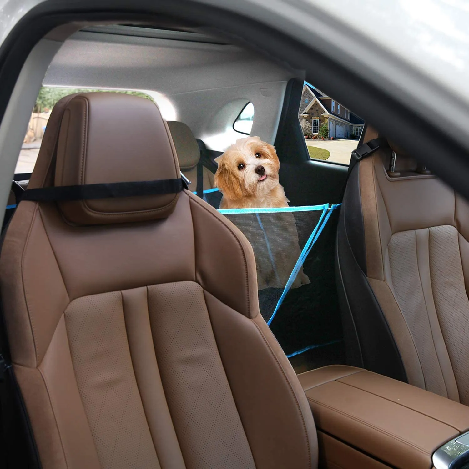 🐶  Dog Car Seat Covers with Mesh Window and Side Flap Durable Scratchproof Waterproof Pet Dog Hammock for Cars/Trucks/SUV