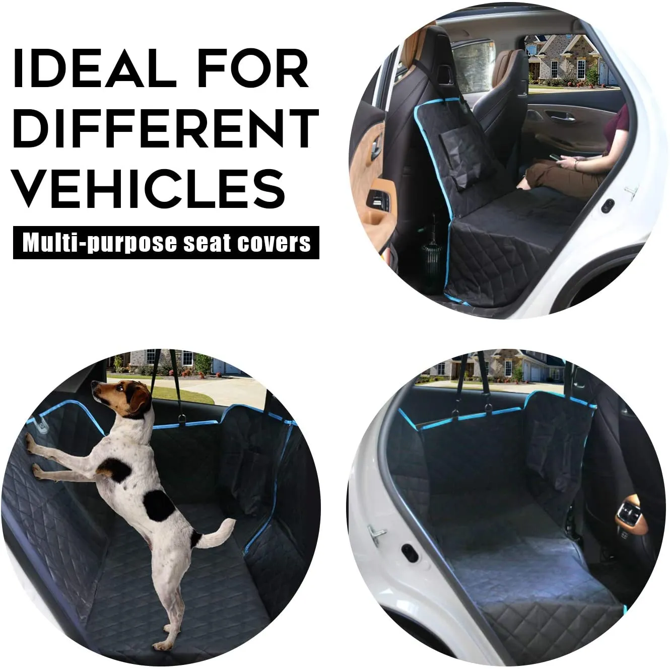 🐶  Dog Car Seat Covers with Mesh Window and Side Flap Durable Scratchproof Waterproof Pet Dog Hammock for Cars/Trucks/SUV