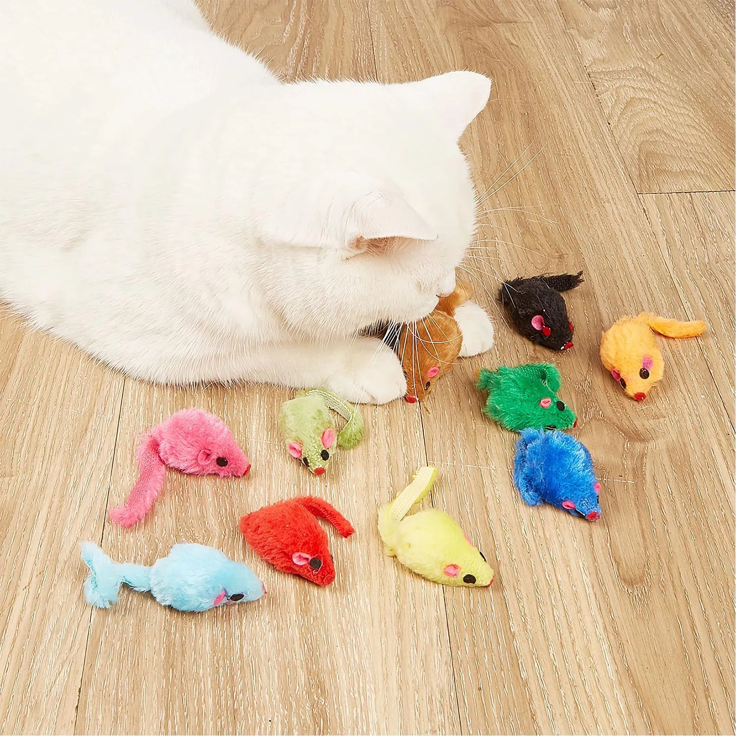 12PCS Cat Mouse Toys,Faux Fur Cat Mice Toys with Plastic Body, Interactive Catnip Toys for Indoor Cats,Perfect for Kittens, Cats, and Puppies!