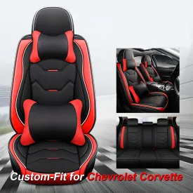 2 Leather Car Seat Covers 5 Seats Full Set, Custom-fit for Car, Fit Sedan SUV Truck Vans Leatherette Automotive Seat Cushion Protector Universal Fit DLCC250