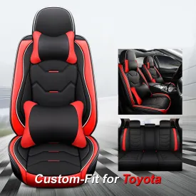 2 Leather Car Seat Covers 5 Seats Full Set, Custom-fit for Car, Fit Sedan SUV Truck Vans Leatherette Automotive Seat Cushion Protector Universal Fit DLPF250