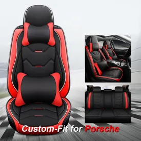 2 Leather Car Seat Covers 5 Seats Full Set, Custom-fit for Car, Fit Sedan SUV Truck Vans Leatherette Automotive Seat Cushion Protector Universal Fit DLRL250