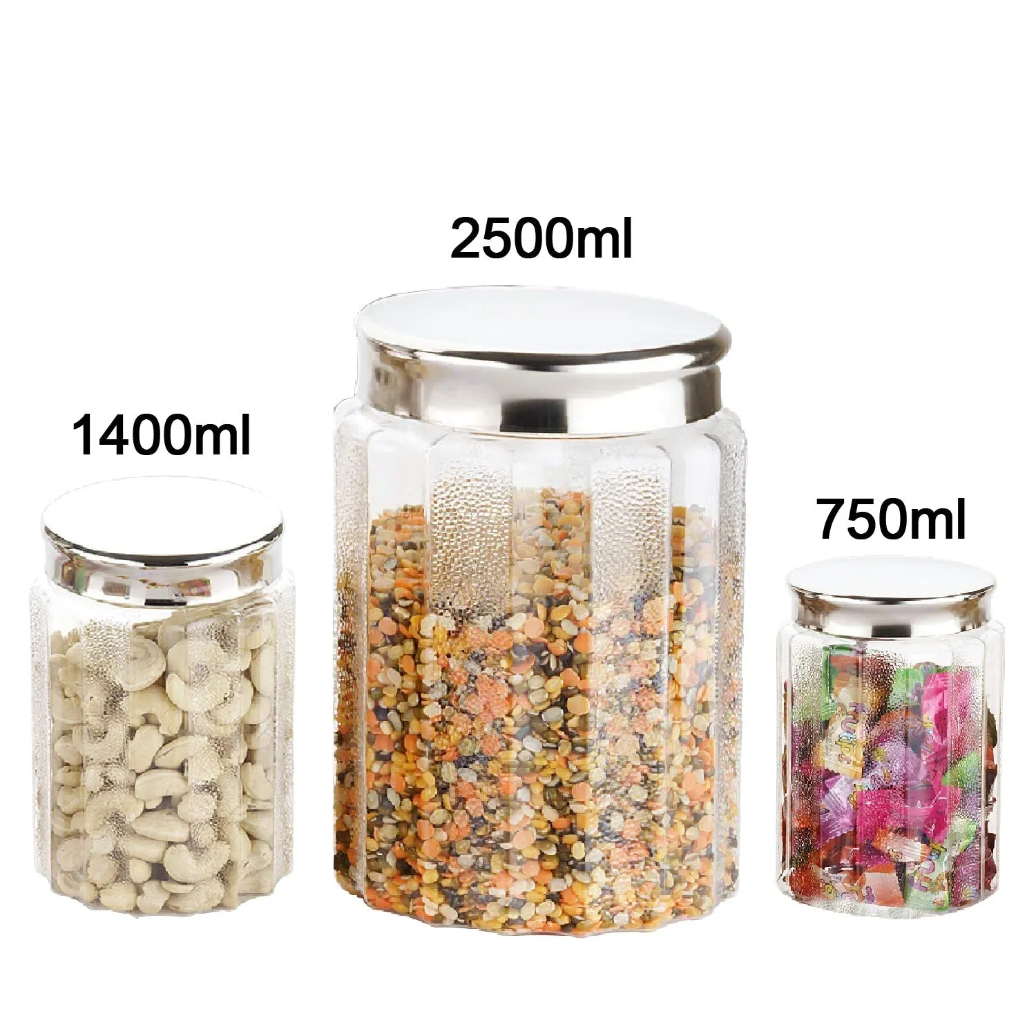 2456 jar Container Coming with Metal Air Tight and Rust Proof Cap (Set of 3)