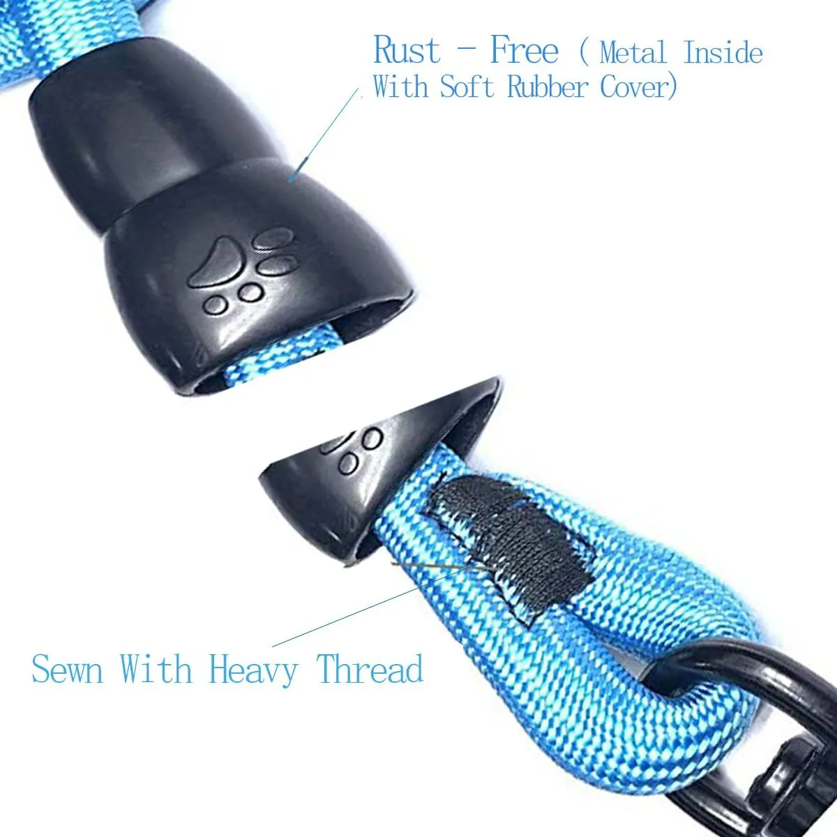 3 in 1 Durable Nylon Dog Leash with Padded Handle, 360 Swivel No Tangle Climbing Rope Removable Pet Traction Rope, Lead for Medium Large Dogs Blue