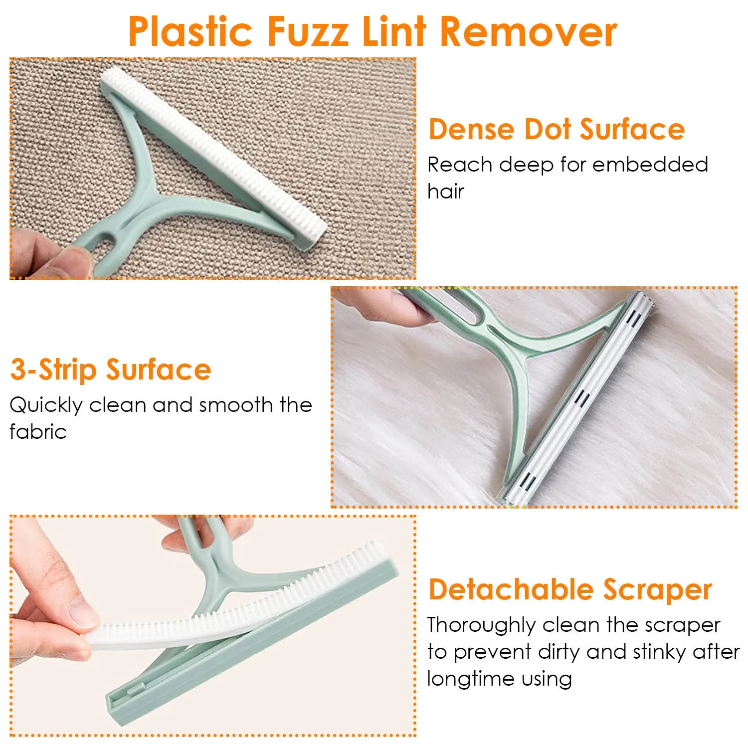 3-Piece: Portable Reusable Double Side Lint Remover