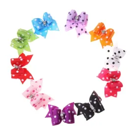 5Pcs Pet Leather Band Flower Bows