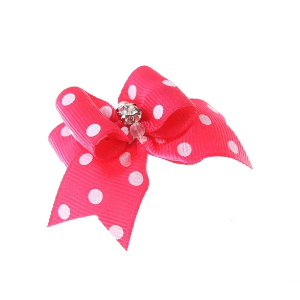 5Pcs Pet Leather Band Flower Bows