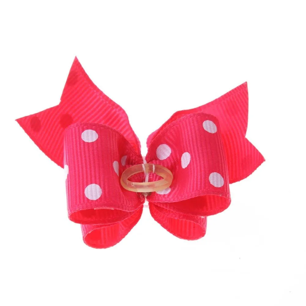 5Pcs Pet Leather Band Flower Bows