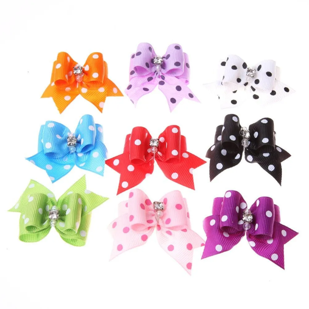 5Pcs Pet Leather Band Flower Bows