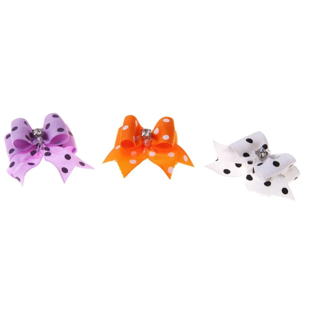 5Pcs Pet Leather Band Flower Bows