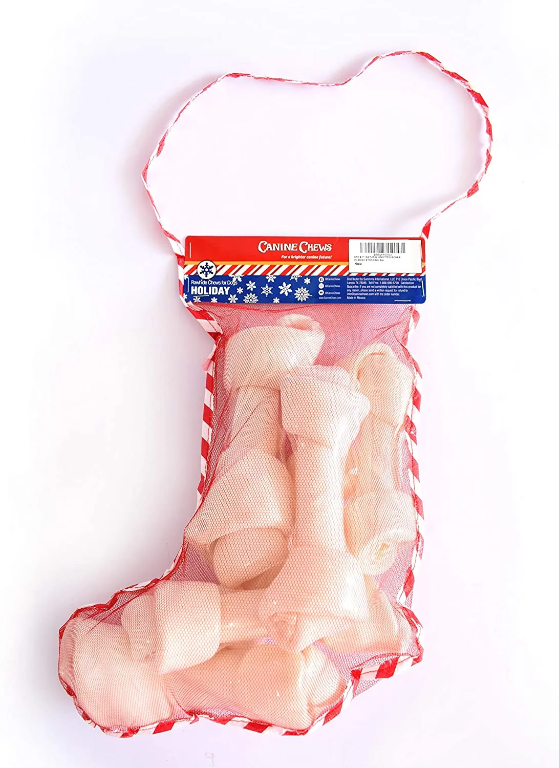 6-7" Holiday Dog Bone in Mesh Stocking 6pk