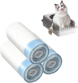 60Pcs Self-Cleaning Cat Litter Box Bags, 3Rolls Drawstring Trash Bag Electric Automatic Cat Litter Box Self-Cleaning Liners Receptacles Bags, Heavy-Duty Extra Thick Compatible with Litter-Robot 3/4