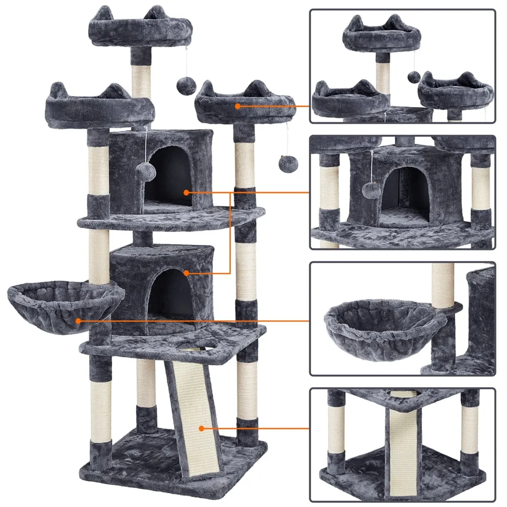 69'' Large Cat Tree Tower with 2 Condos and Scratching Post
