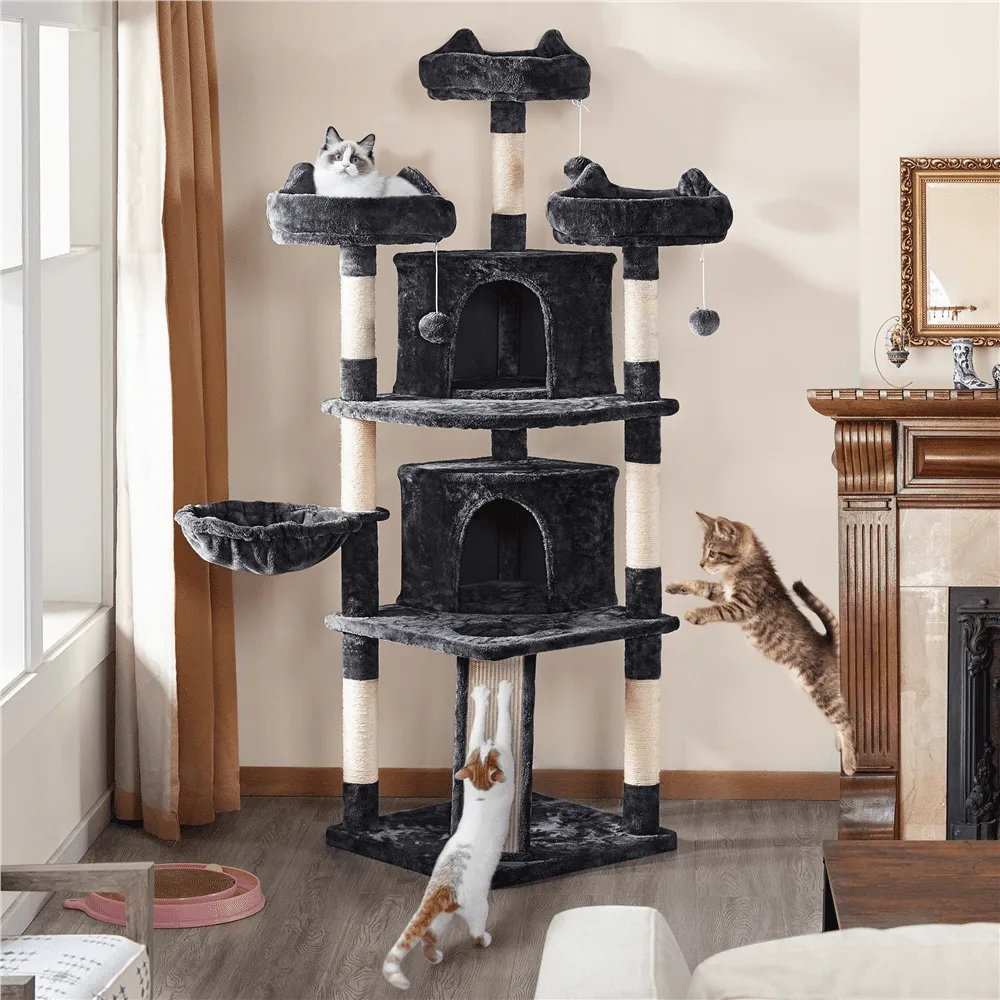 69'' Large Cat Tree Tower with 2 Condos and Scratching Post
