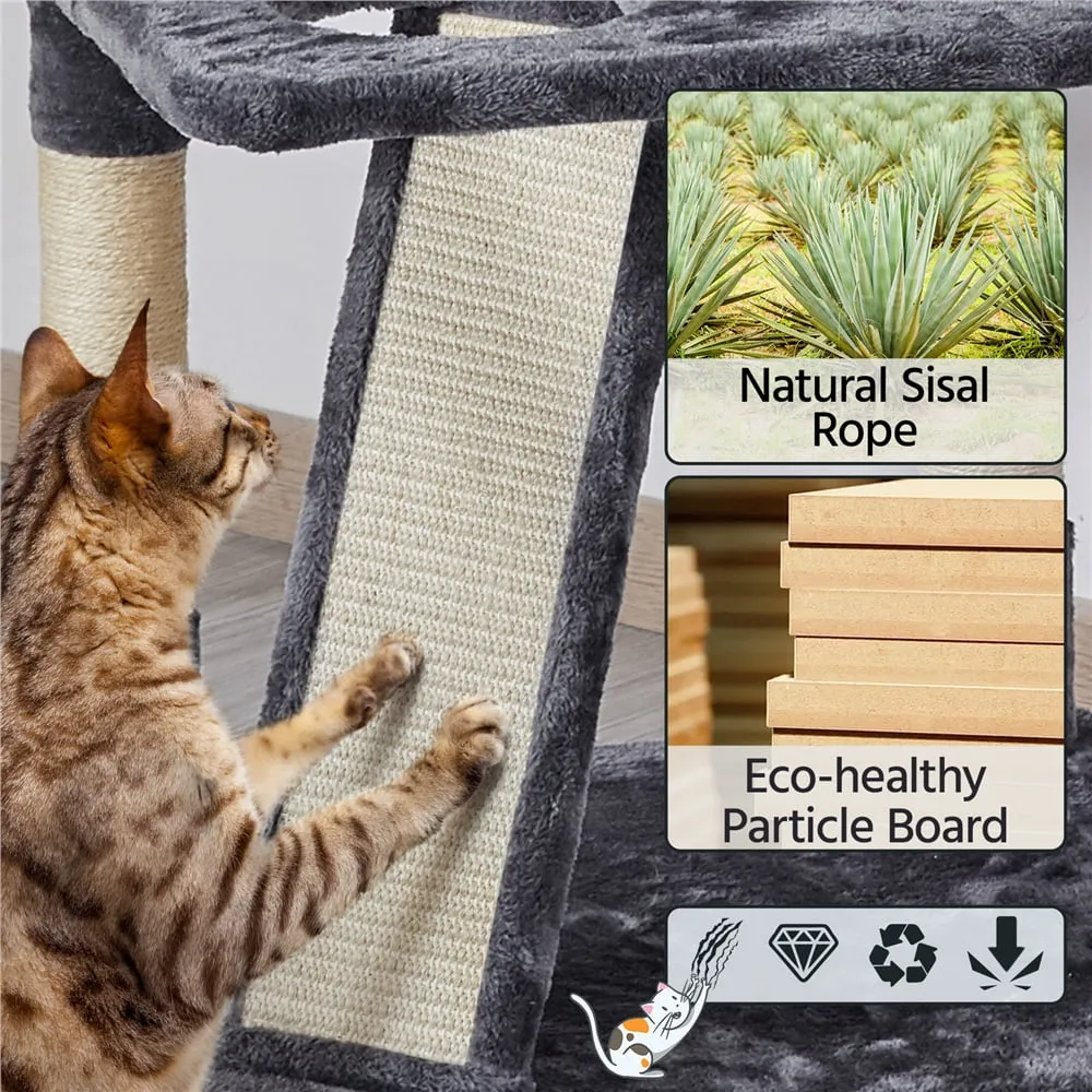 69'' Large Cat Tree Tower with 2 Condos and Scratching Post