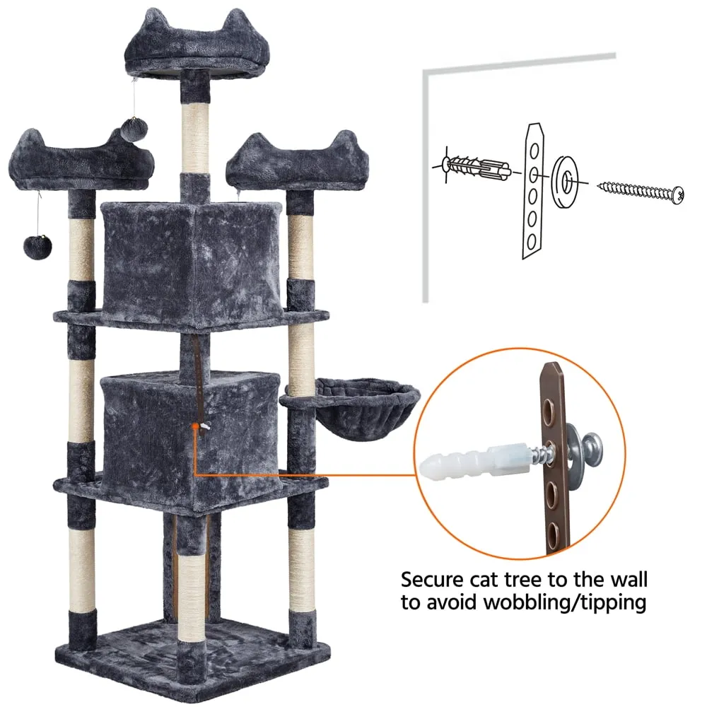 69'' Large Cat Tree Tower with 2 Condos and Scratching Post