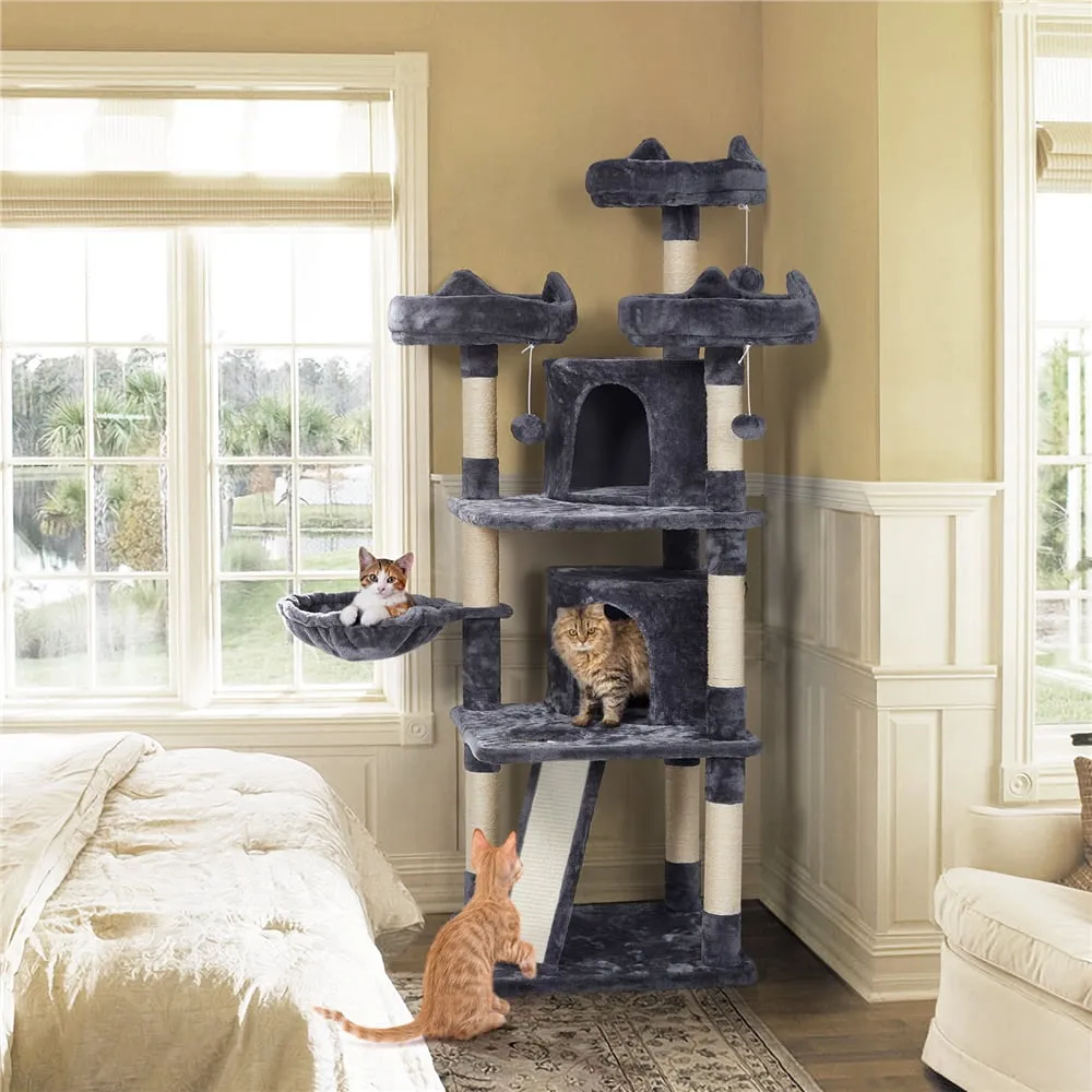69'' Large Cat Tree Tower with 2 Condos and Scratching Post