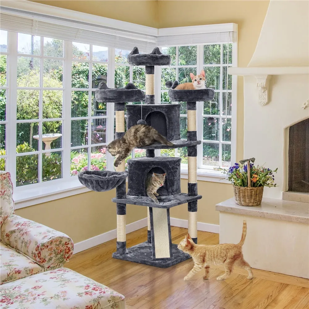 69'' Large Cat Tree Tower with 2 Condos and Scratching Post