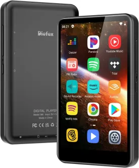 80GB MP3 Player with Bluetooth and WiFi, 4-inch Touch Screen mp3 Players with Bluetooth  with Spotify, SpotifyKids, Audible, Andora, Amazon Player, MP4&MP3 Player up to 1TB (Black)