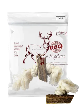 Absolute Bites Deer Antler with Rope Dental Dog Chew