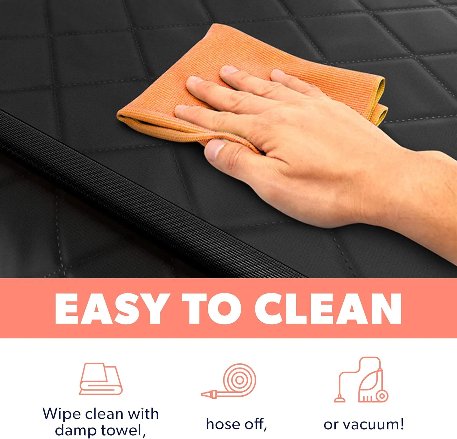 Active Pets Dog Car Seat Cover for Back Seat, Waterproof Vehicle Protector, Durable Scratch Proof Nonslip Pet Protection, Machine Washable, Black