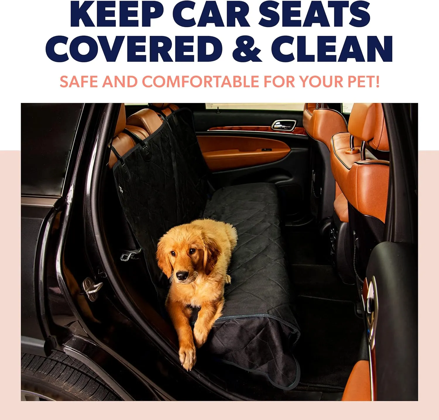 Active Pets Dog Car Seat Cover for Back Seat, Waterproof Vehicle Protector, Durable Scratch Proof Nonslip Pet Protection, Machine Washable, Black