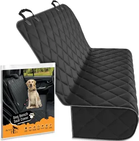 Active Pets Dog Car Seat Cover for Back Seat, Waterproof Vehicle Protector, Durable Scratch Proof Nonslip Pet Protection, Machine Washable, Black