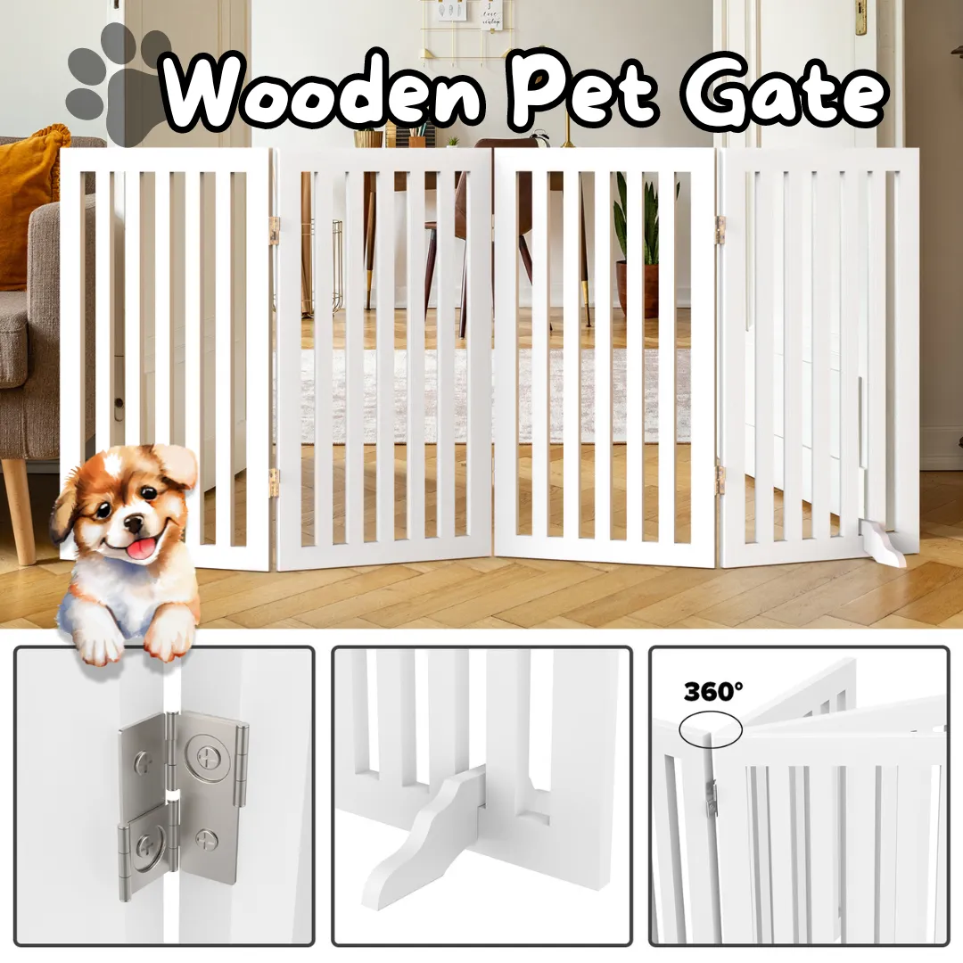 Advwin Wooden Pet Gate Dog Fence