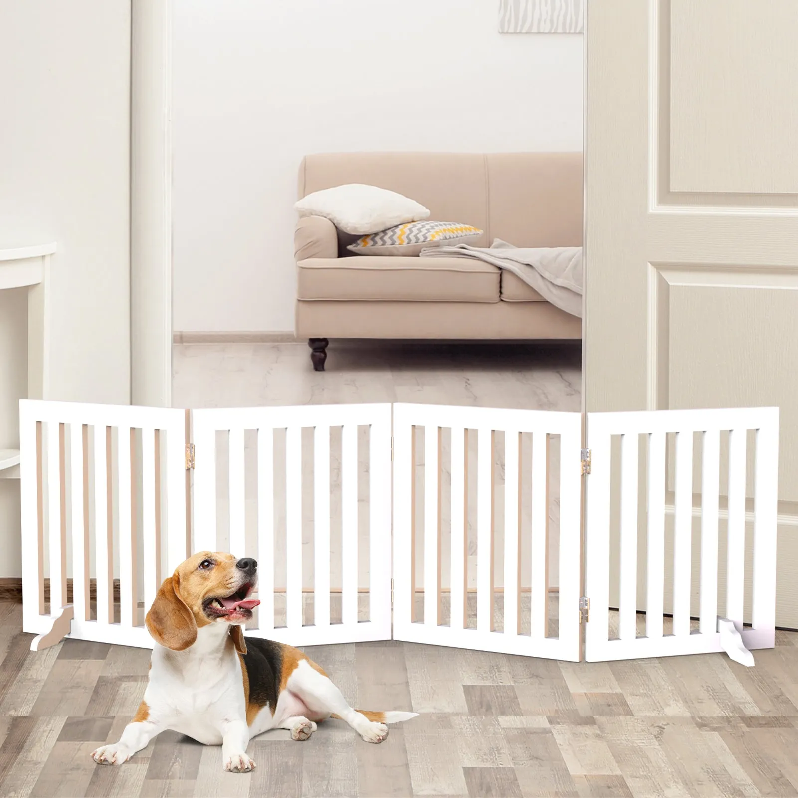 Advwin Wooden Pet Gate Dog Fence