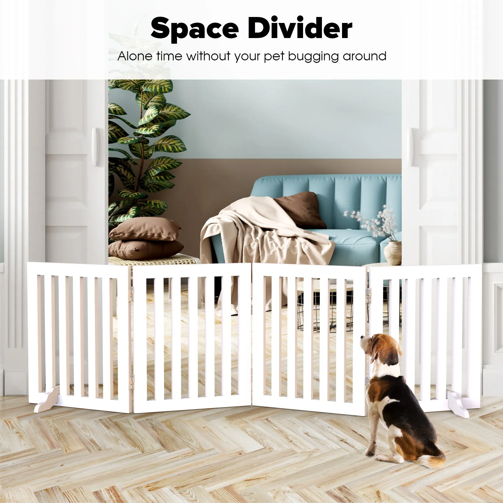 Advwin Wooden Pet Gate Dog Fence