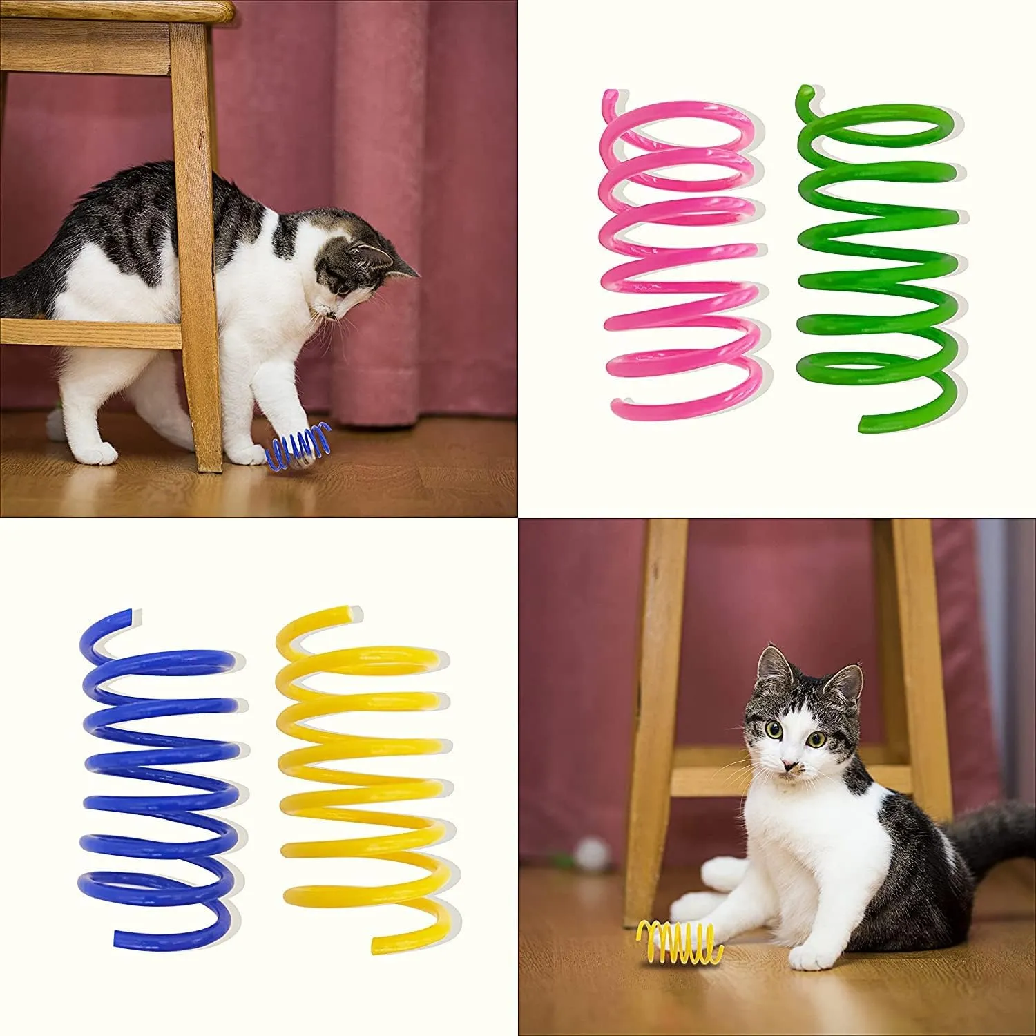 AGYM Colorful Plastic Spring Cat Toys, 30 Pack Spiral Springs for Indoor Cats to Swat, Bite, Hunt, Interactive Toys for Cats and Kittens