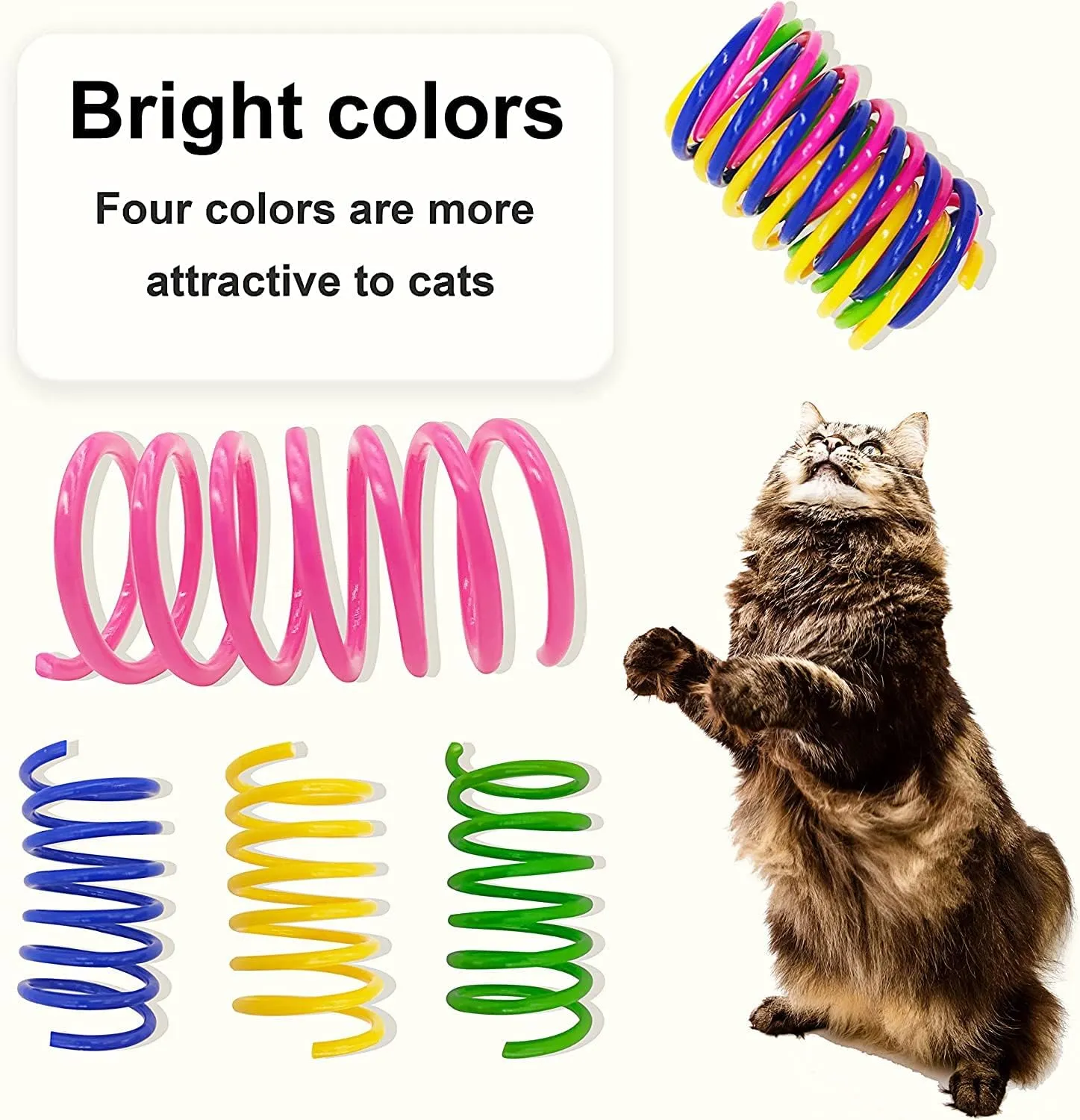 AGYM Colorful Plastic Spring Cat Toys, 30 Pack Spiral Springs for Indoor Cats to Swat, Bite, Hunt, Interactive Toys for Cats and Kittens