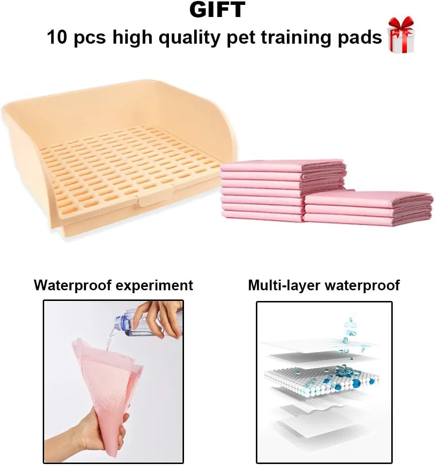 Amakunft 17"x13" Extra Large Rabbit Litter Box with 10PCS Bonus Pads, High Sided Plastic Guinea Pig Litter Box for Cage with Removable Grid, Indoor Bunny Jumbo Corner Litter Pan for Small Animal/Rat