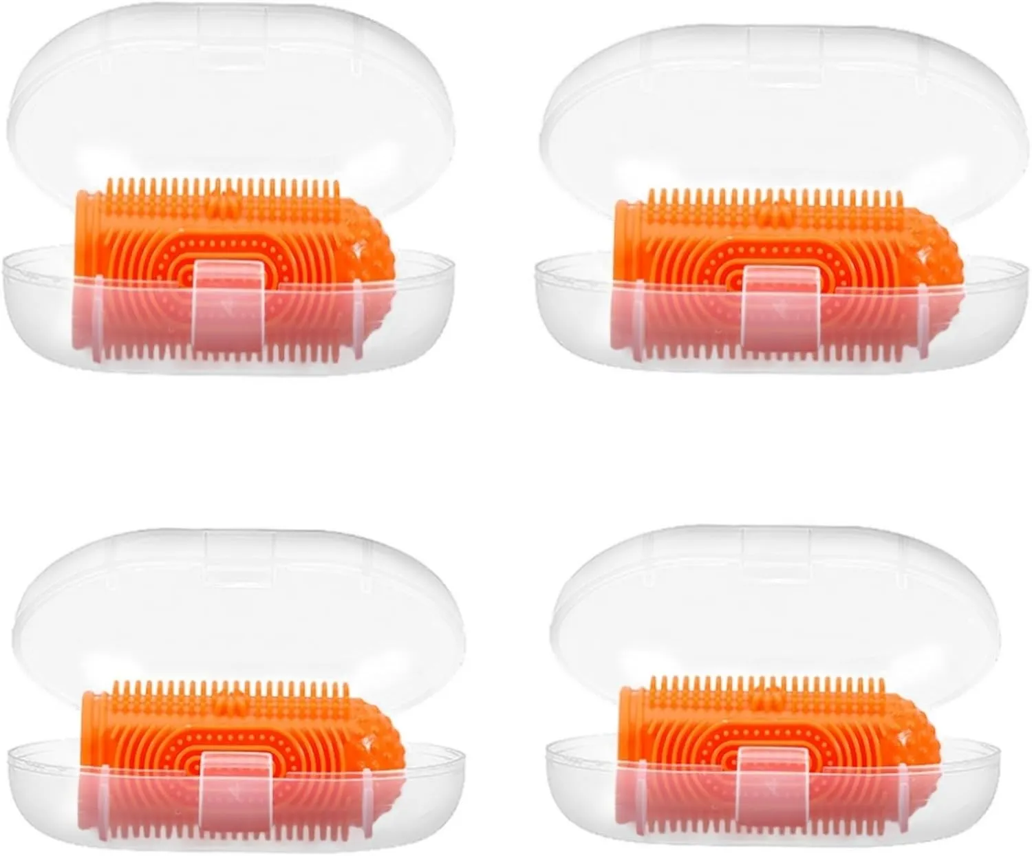 Baby Finger Toothbrushes 4 Pcs with 4 Storage Case, Silicone Baby Toothbrush Fingers Toothbrush for Toddlers 0-12 Months,Soft Finger Tooth Brushing Infant Fingers toothbrushes Orange