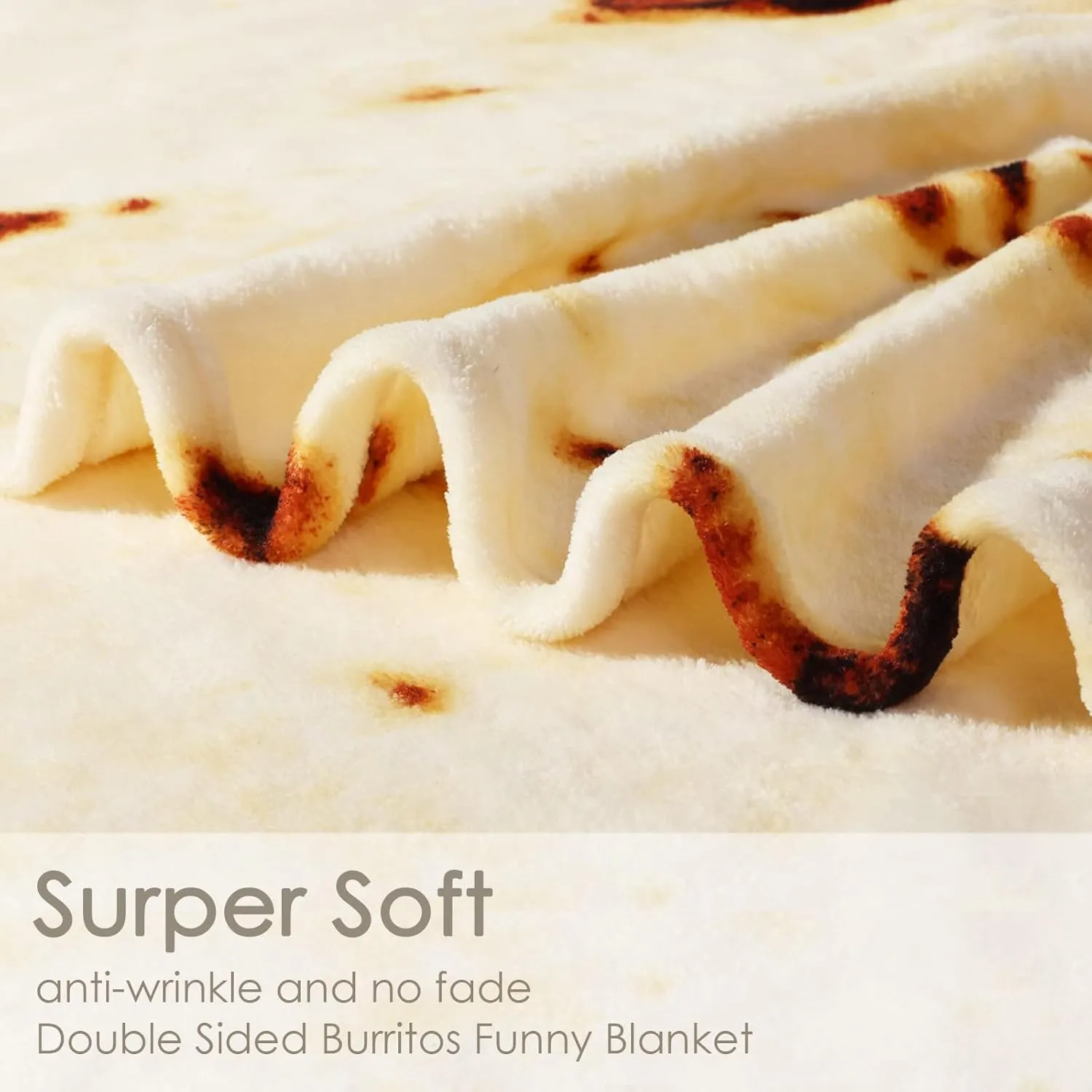 Bnuitland Burritos Tortilla Blanket, 300GSM Double Sided Giant Funny Gift Throw with Pouch for Kids/Pets and Adults, Realistic Super Soft Taco Novelty Food Blanket for Sofa Bed