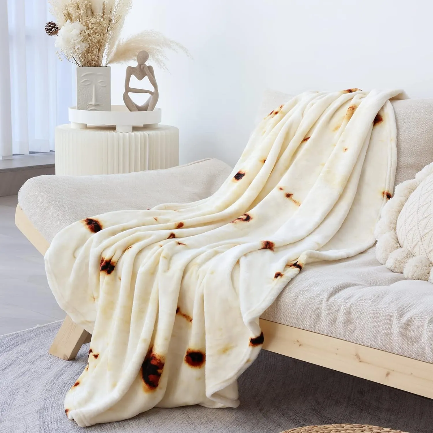 Bnuitland Burritos Tortilla Blanket, 300GSM Double Sided Giant Funny Gift Throw with Pouch for Kids/Pets and Adults, Realistic Super Soft Taco Novelty Food Blanket for Sofa Bed