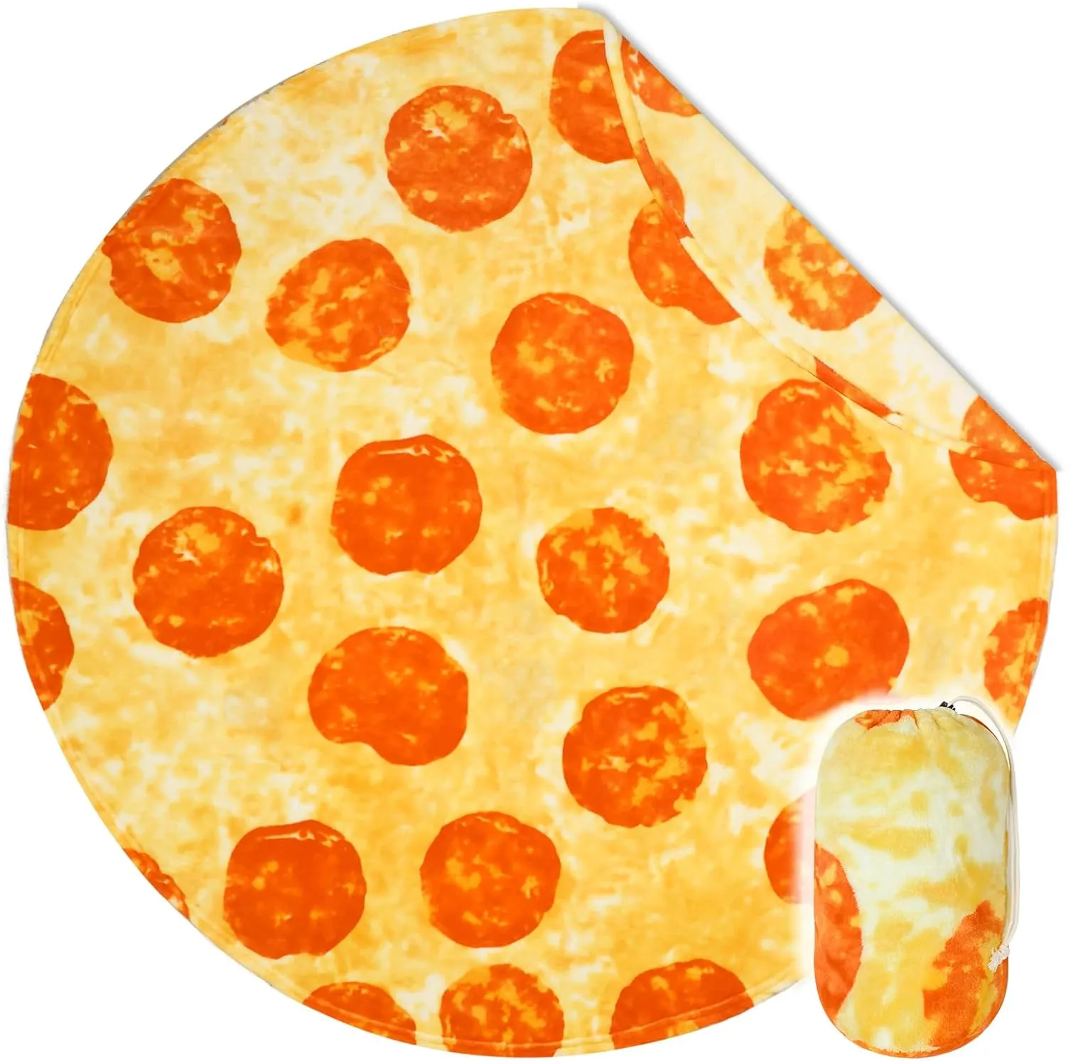 Bnuitland Pizza Funny Blanket, 300 GSM Double Sided Giant Novelty Realistic Food Blanket with Pouch for Adults and Kids, Super Soft Flannel Throw