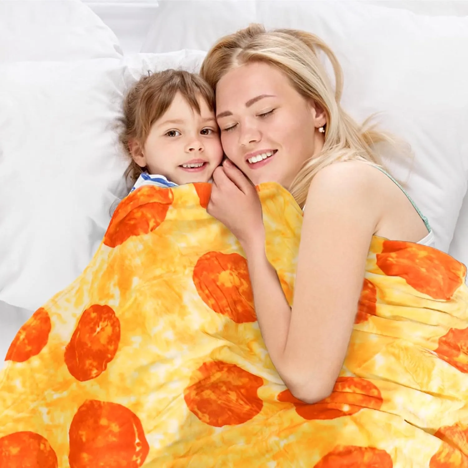Bnuitland Pizza Funny Blanket, 300 GSM Double Sided Giant Novelty Realistic Food Blanket with Pouch for Adults and Kids, Super Soft Flannel Throw