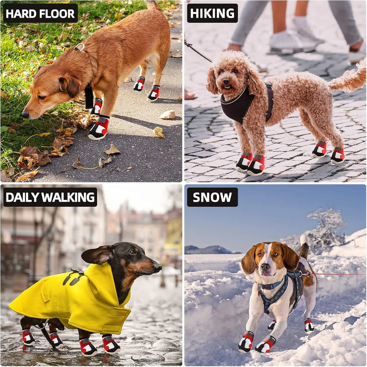 Breathable Dog Boots for Small to Medium Dogs, Paw Protector for All Seasons, Size 3