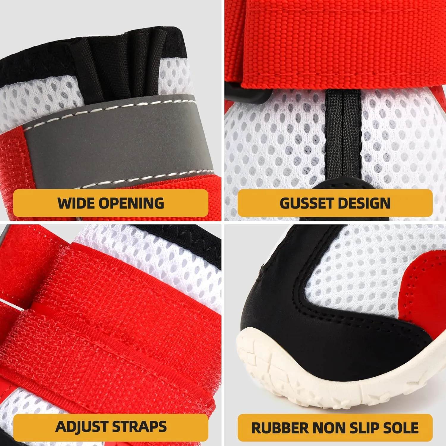 Breathable Dog Boots for Small to Medium Dogs, Paw Protector for All Seasons, Size 3