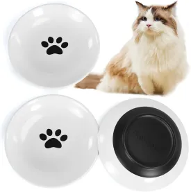 Cat Bowls,Ceramic Cat Food Bowls Whisker Fatigue for Indoor Cats,Non-Slip Shallow Cats Dishes for Food and Water,with Silicone Base Kitten Plates for Feeding Kitten,Small Dog 3 Pack