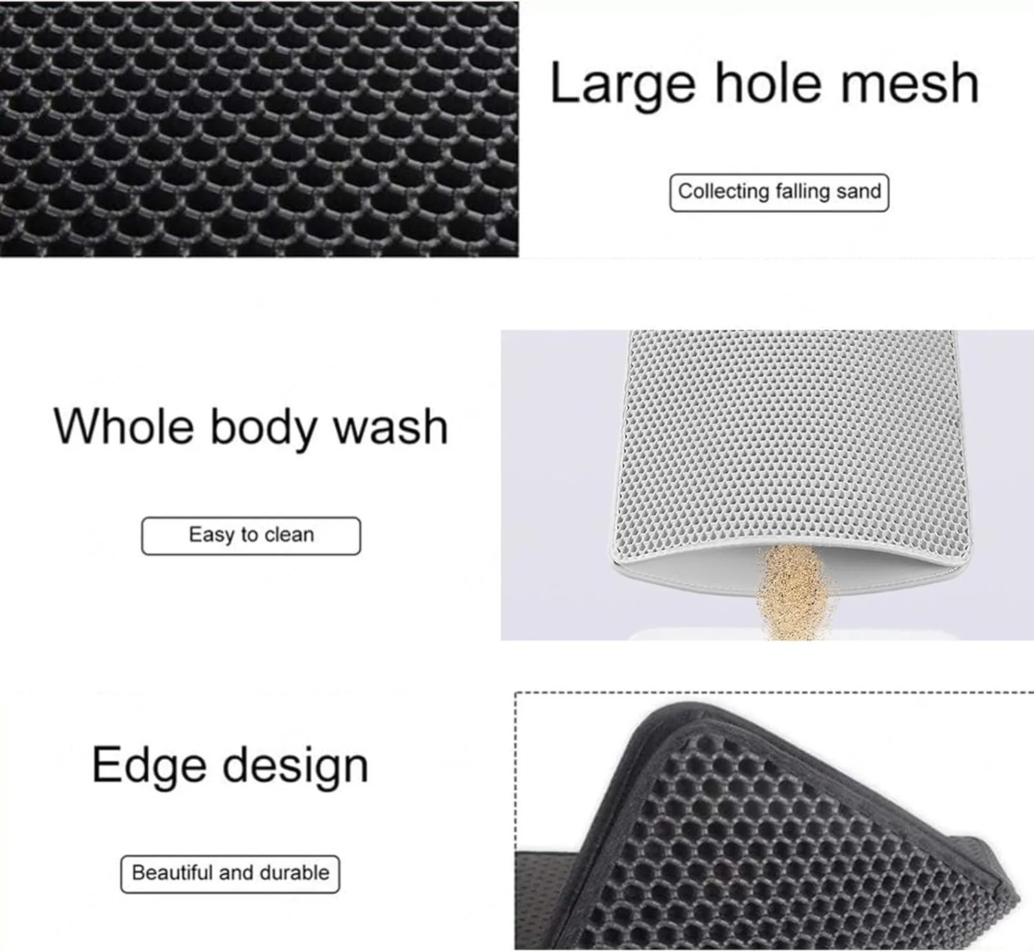 Cat Litter Mat, Honeycomb Double Layer Easy Clean Cat Litter Matt Less Waste,Soft On Paws,Non-Slip, Cat Litter Trap Mat,Green-L
