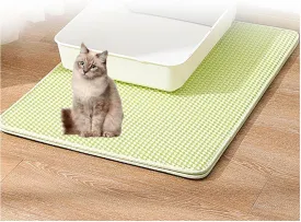 Cat Litter Mat, Honeycomb Double Layer Easy Clean Cat Litter Matt Less Waste,Soft On Paws,Non-Slip, Cat Litter Trap Mat,Green-L