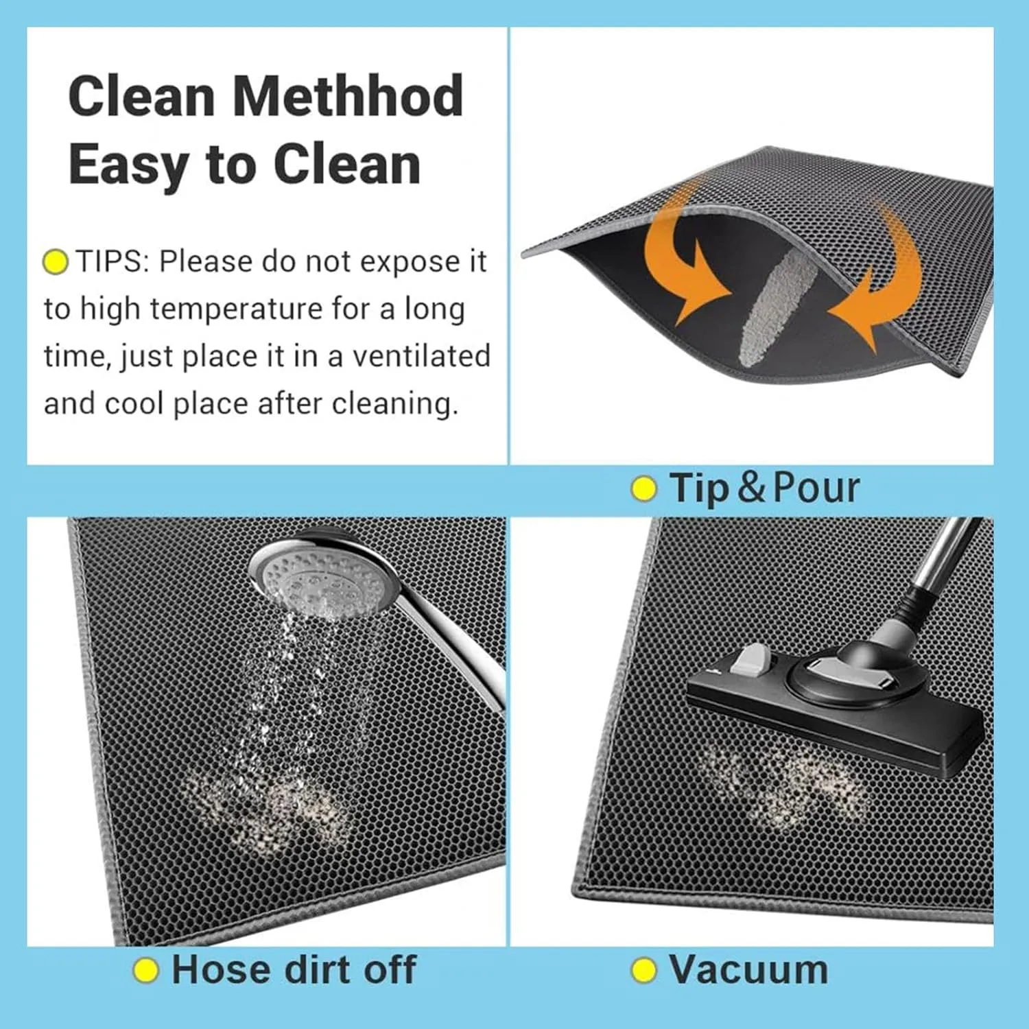 Cat Mats for Litter, 24X35In/26X46In Double Layer Easy Clean Litterbox Mat Cat Litter Trap Mat, Less Waste,Soft On Paws,Non-Slip,26X46In-Gray