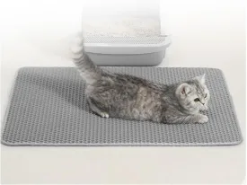 Cat Mats for Litter, 24X35In/26X46In Double Layer Easy Clean Litterbox Mat Cat Litter Trap Mat, Less Waste,Soft On Paws,Non-Slip,26X46In-Gray