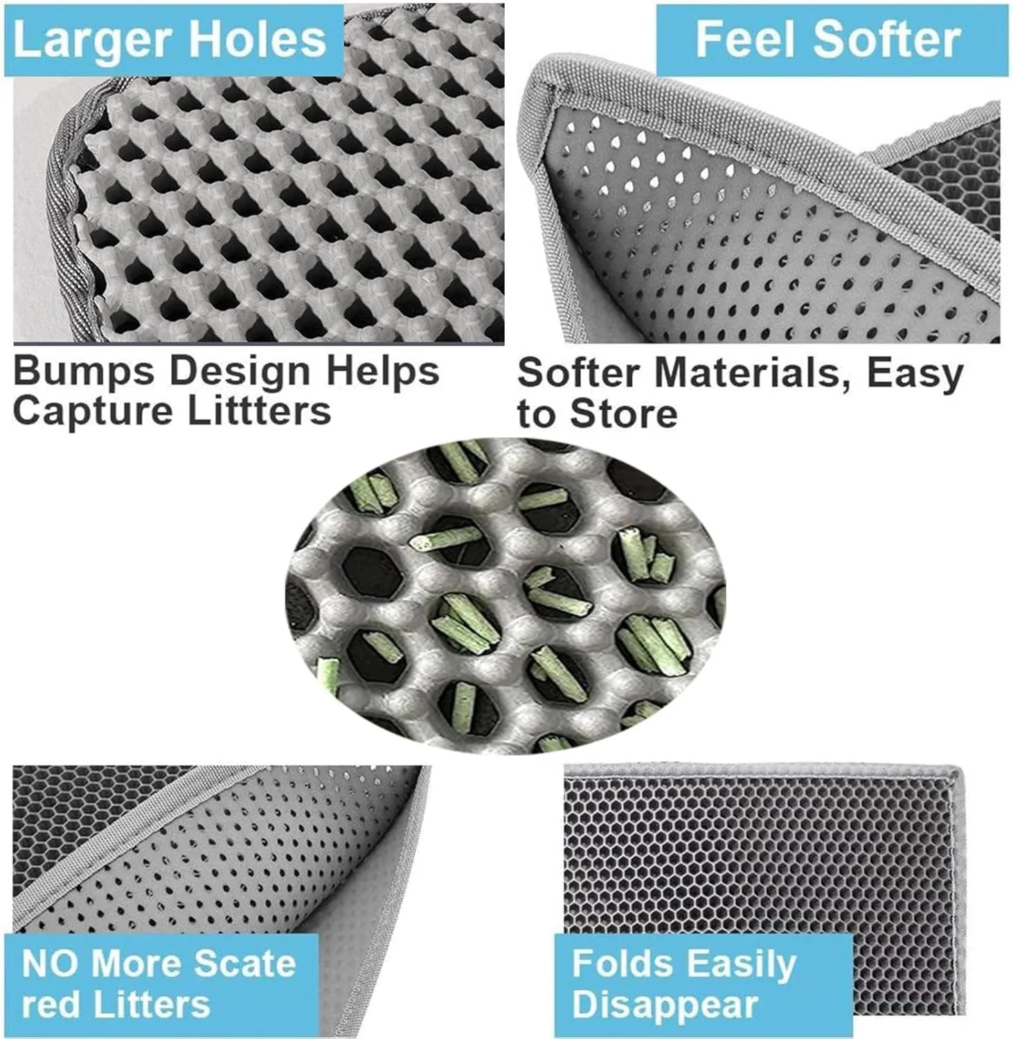 Cat Mats for Litter, 24X35In/26X46In Honeycomb Double Layer Cat Litter Trap Mat Cat Litter Pad, Less Waste,Soft On Paws,Non-Slip,24X35In-Beige