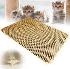 Cat Mats for Litter, 24X35In/26X46In Honeycomb Double Layer Cat Litter Trap Mat Cat Litter Pad, Less Waste,Soft On Paws,Non-Slip,24X35In-Beige